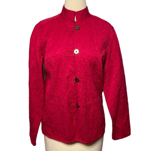 Chico’s Textured Jacket Mandarin Collar Fuchsia M